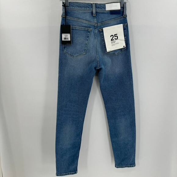 RE/DONE 90s High Rise Ankle Crop Jeans Sz 25 Button Fly Aged Indigp Blue - Picture 6 of 10